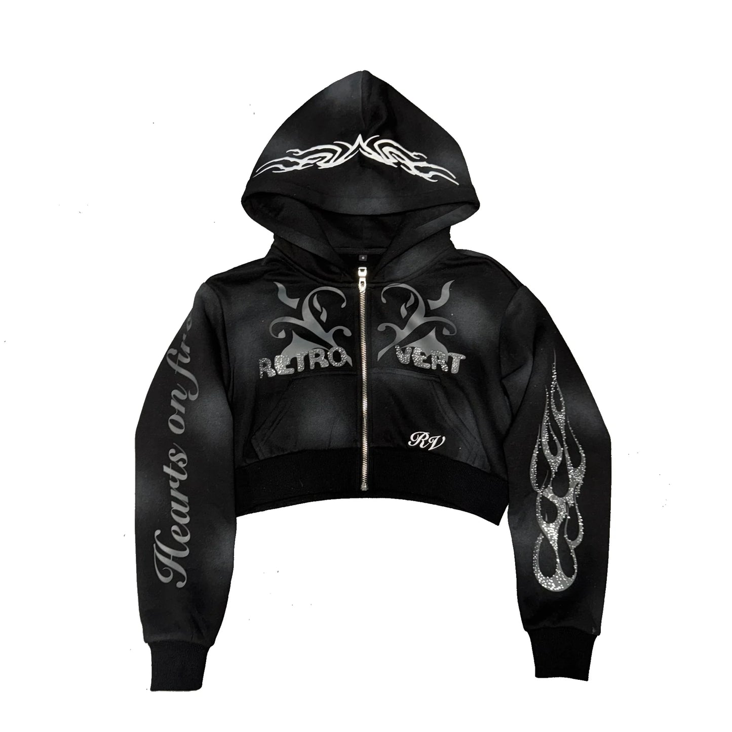 Retrovert black crop zip