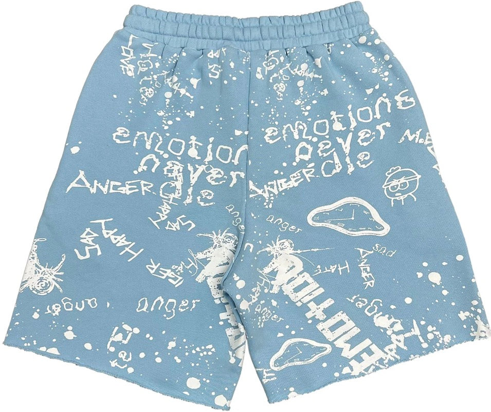 Mixed Emotion Blue ‘Graffiti’ Shorts