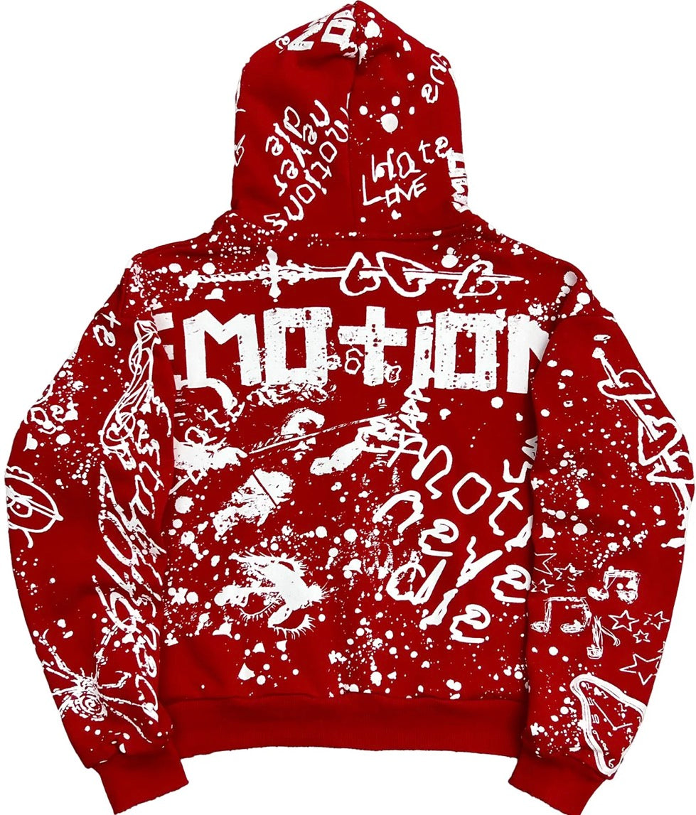 Mixed Emotion Red ‘Graffiti’ Hoodie