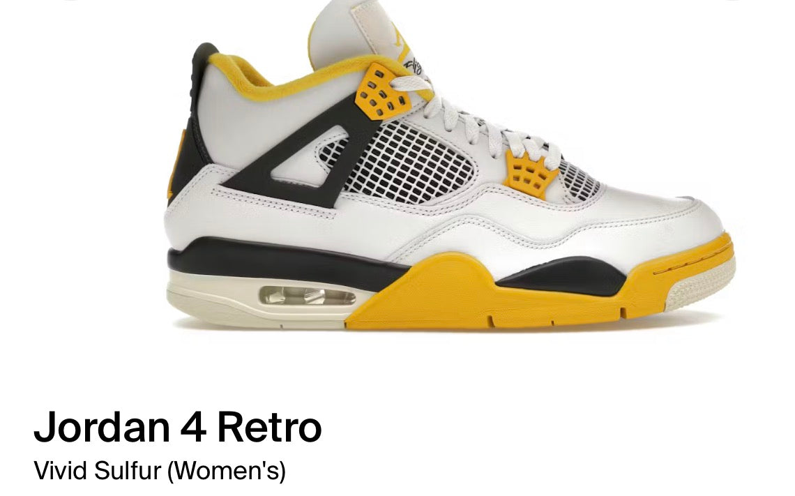 Jordan 4 Retro
Vivid Sulfur (Women's) Yellow