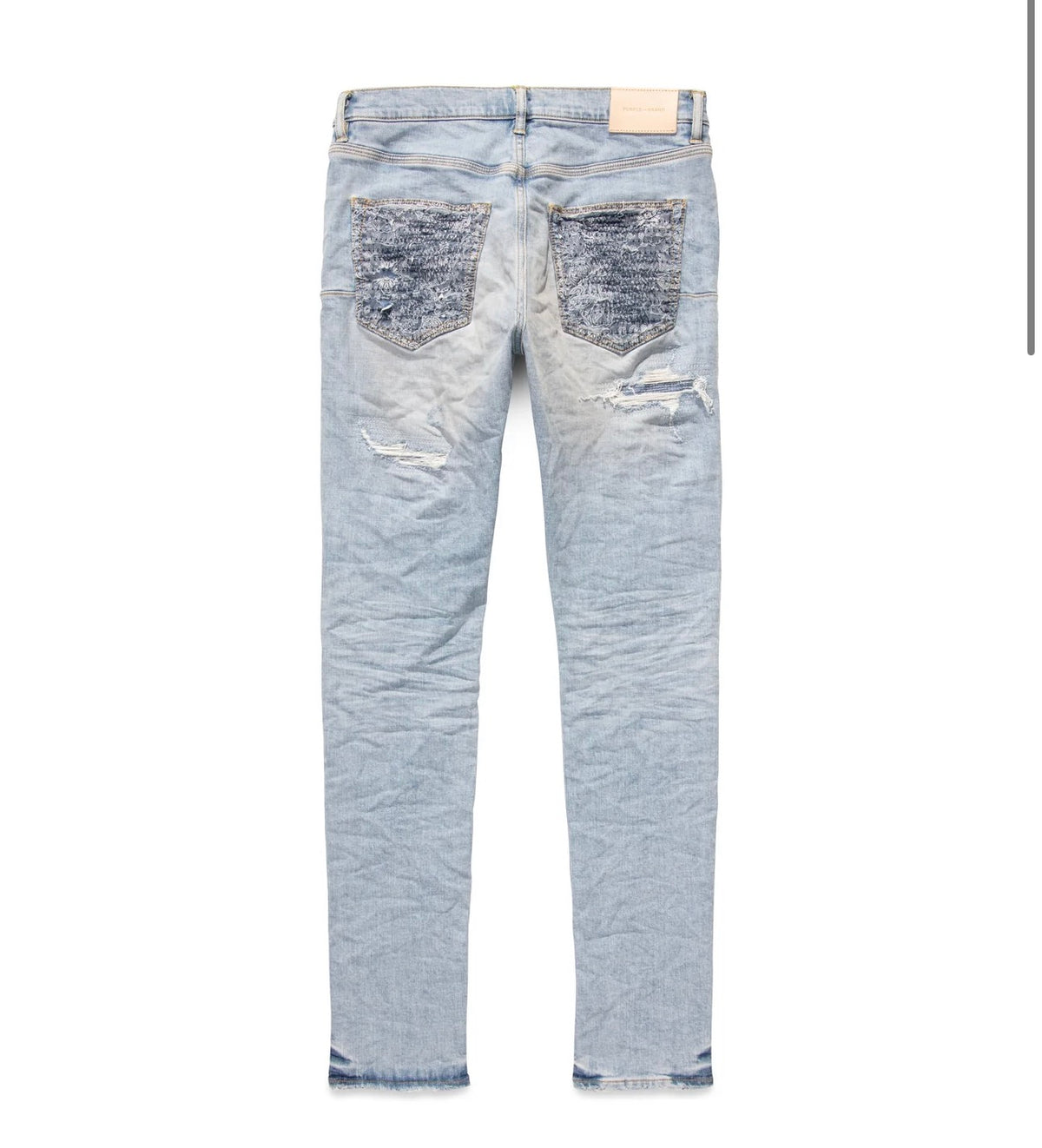 Purple Jeans Worn Quilted Destroy Pocket