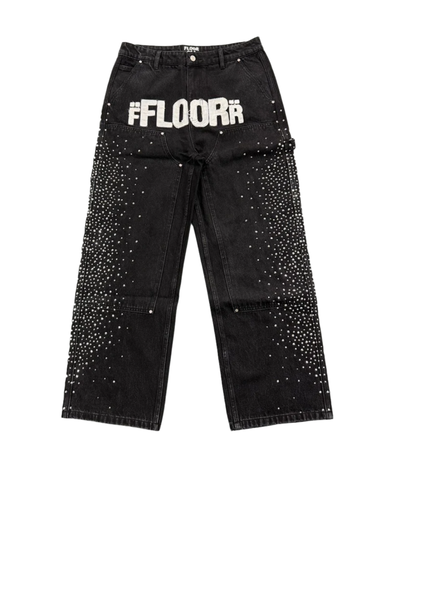 Floor914 BLK Rhinestone Jeans