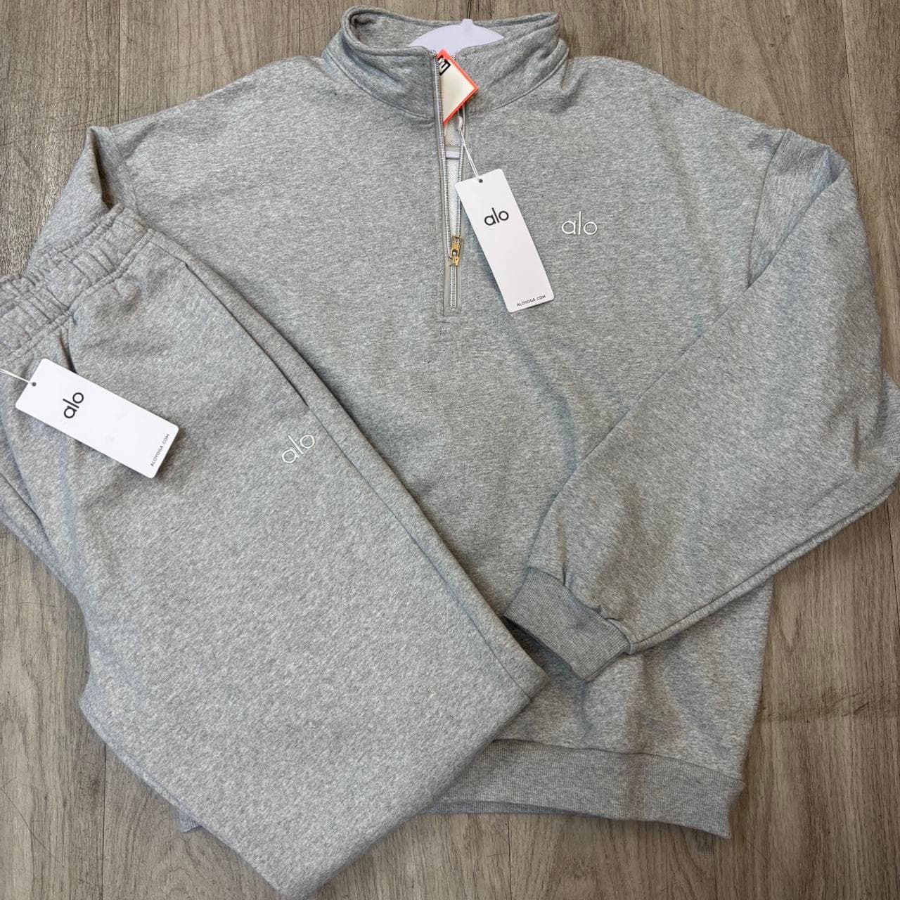 Grey ALO Sweatsuit Quarter-zip