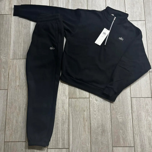 Black ALO Sweatsuit Quarter-zip