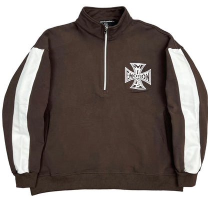 Mixed Emotion Brown Quarter Hoodie