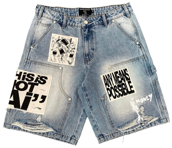 Mixed Emotions Blue “AI” Denim Shorts