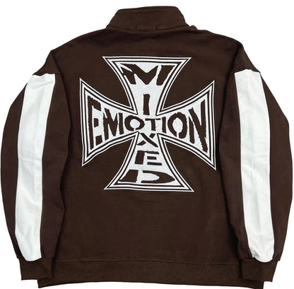 Mixed Emotion Brown Quarter Hoodie