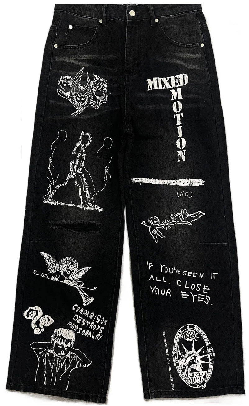Mixed Emotions Black “Canvas” Jeans