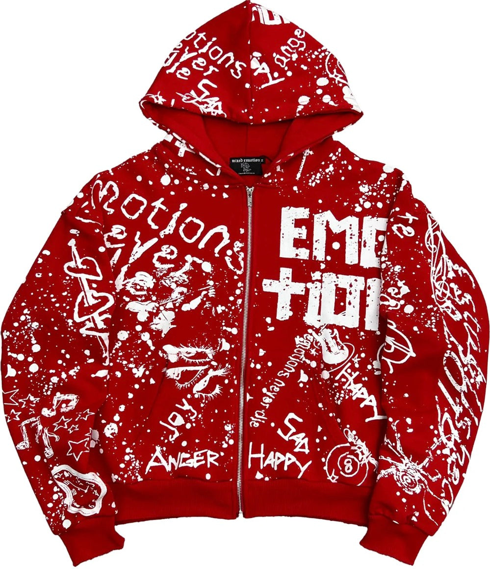 Mixed Emotion Red ‘Graffiti’ Hoodie