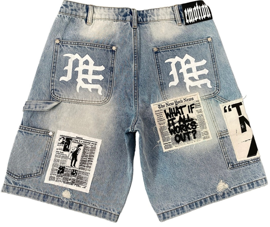 Mixed Emotions Blue “AI” Denim Shorts