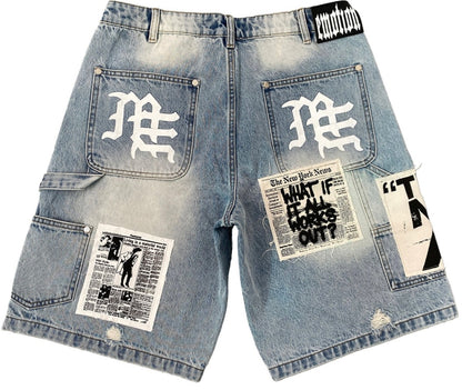 Mixed Emotions Blue “AI” Denim Shorts