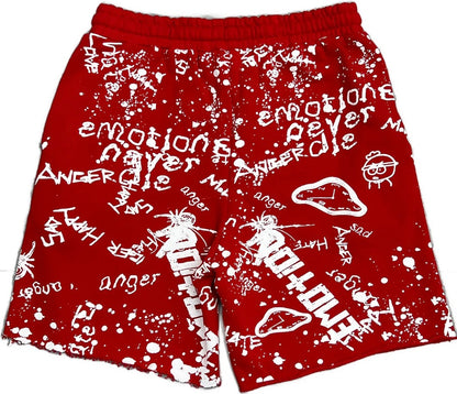 Mixed Emotion Red ‘Graffiti’ Shorts