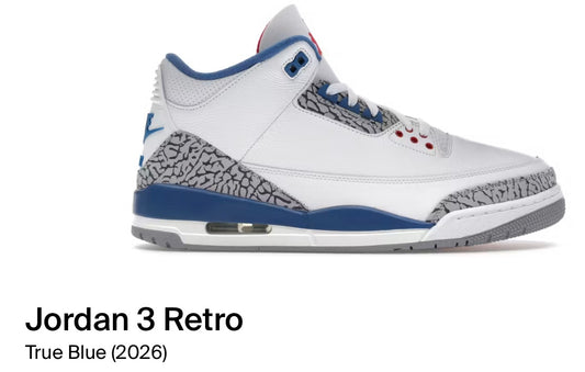 Jordan 3 Retro
True Blue (2026)