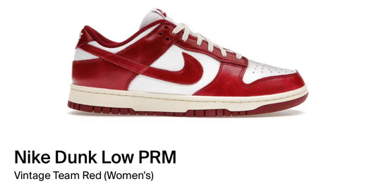 Nike Dunk Low PRM
Vintage Team Red (Women's)