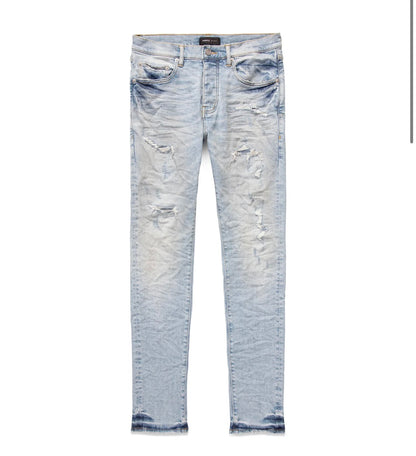 Purple Jeans Worn Quilted Destroy Pocket