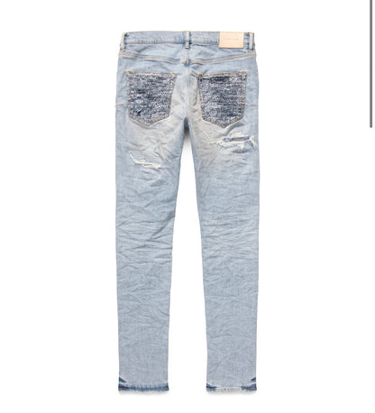 Purple Jeans Worn Quilted Destroy Pocket