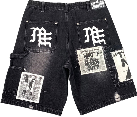 Mixed Emotions Black “AI” Denim Shorts