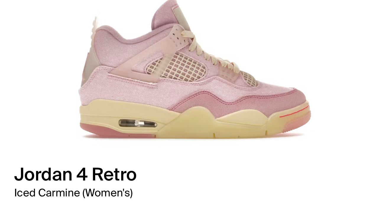 Jordan 4 Retro Pink
Iced Carmine (Women's)