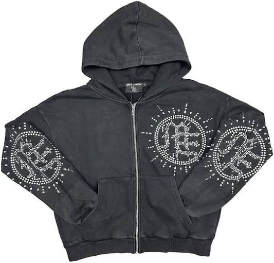 Mixed Emotions Grey Acid Wash Hoodie