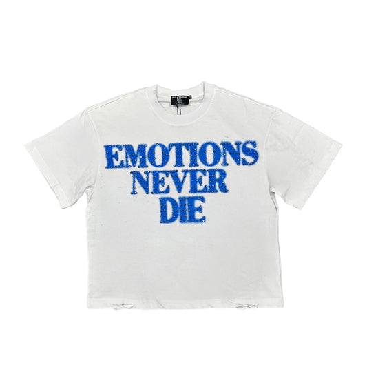 Mixed emotions White/Blue Tee