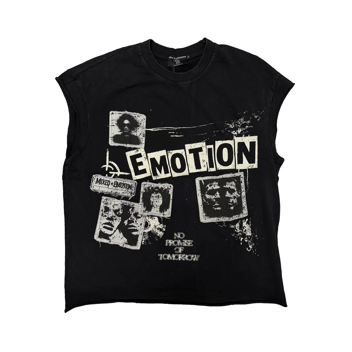 Mixed Emotion Newspaper Sleeveless tee