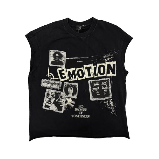 Mixed Emotion Newspaper Sleeveless tee