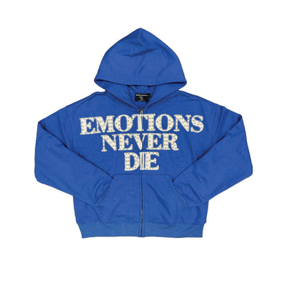 Blue Rhinestone Hoodie Mixed Emotions