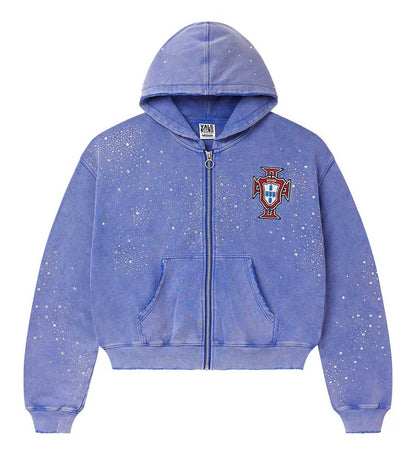 VALE FOREVER SUN CLUSTERED ZIP UP HOODIE BLUE