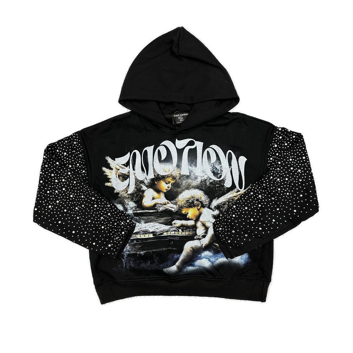 Mixed Emotions Fallen Angel Rhinestone Hoodie