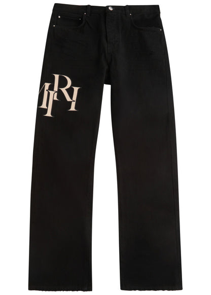 Amiri Logo-appliquéd Straight-leg Jeans Black