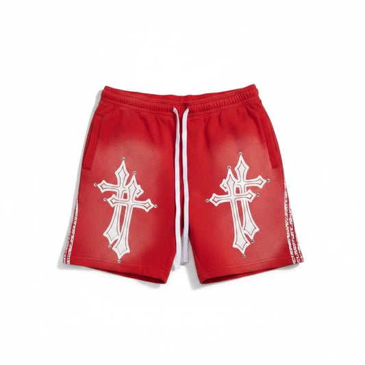 Fraternal Red Double Cross Shorts