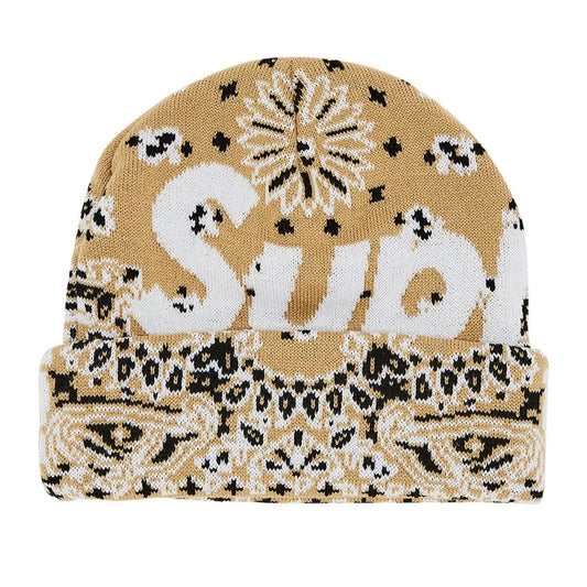 Supreme FW24 Bandana Big Logo Beanie Tan